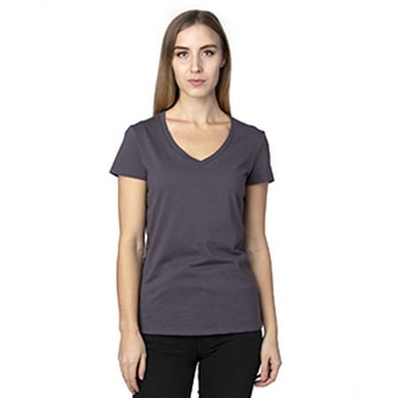 T-Shirt à Manches Courtes Col en V pour Femmes - GRAPHITE - S