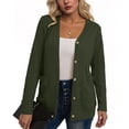 thumbnail image 2 of HAiming Womens Knit Cardigan Long Sleeve Button down V Neck Solid Color Lightweight Sweaters with Pockets, 2 of 4