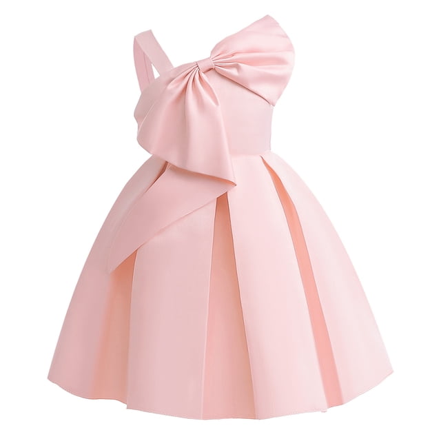 Ajouts Rares Robes Filles Ajustées Collants Robe Fille Enfants Filles Robe à une Épaule en Satin Tissu Piano Couleur Unie