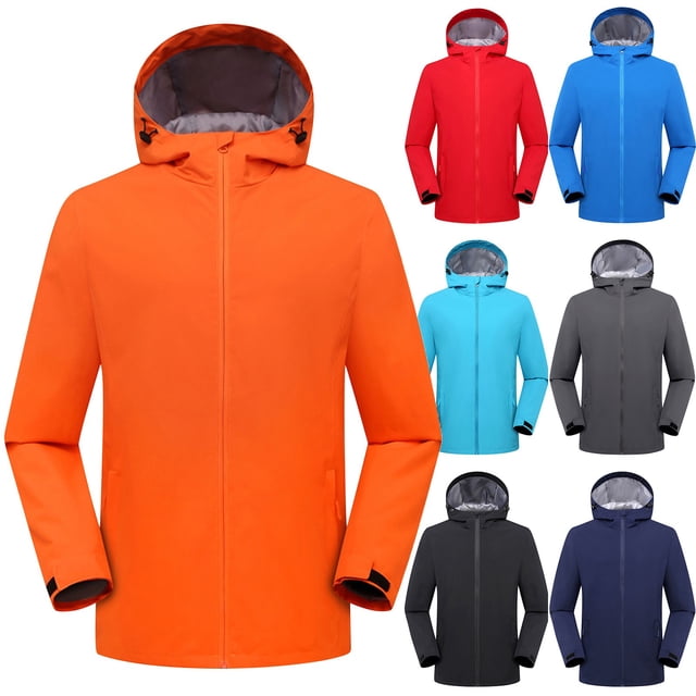 Sentmoon Winter Jackets for Men Solid Color Long Sleeve Hooded Neck Mens Coats Oversized Keep Warm Zipper Windbreaker Mens Clothes Trendy Fall Delightful for Commuting and Bike Riding