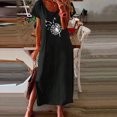 thumbnail image 2 of Pompotops Womens Beach Pullover Boho Sundress Short Sleeve Loose Long Dress, 2 of 5