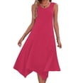 thumbnail image 1 of Liquidation d'Été 2025! Robe pour Femme Grande Taille, Liquidation de Robes d'Été pour Femmes, Robes pour Femmes Sans Manches à Col Rond avec Cordon, Robe Décontractée à Volants Évasée Courte, 1 of 5