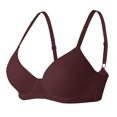 thumbnail image 4 of GPOECD Women's Comfortable Breathable Push Up Bra With Underwire Triple Hook Thin Solid Color Support Everyday Wear Wine,90B, 4 of 4