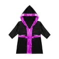 thumbnail image 3 of Alvivi Enfants Garçons Robe de Boxe Art Martial Muay Thaï Uniforme Manches Longues Kick Boxe Robe à Capuche Ensembles Noir&Rose Vif A 16, 3 of 5