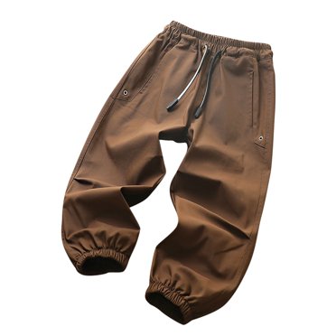 MeetoTime Boys Cargo Pants Pantalon Ample Décontracté à Cordon, Taille Élastique, Pantalon de Jogging, Camping et Randonnée en Plein Air