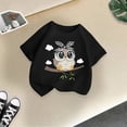 thumbnail image 4 of Hauts pour Filles Imprimé Mignon Col Rond Manches Courtes Tee Été Mode Ample Vêtements pour Petites Filles Noir 10-12 Ans, 4 of 4