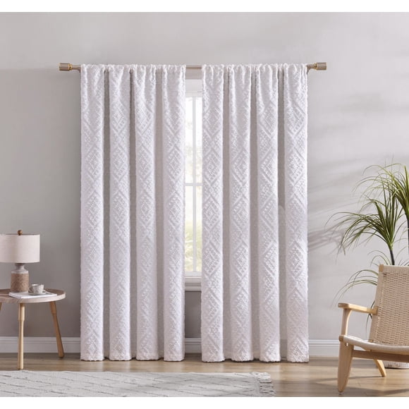 Panneau de fenêtre simple occultant avec passe-tringle à clip Jacquard