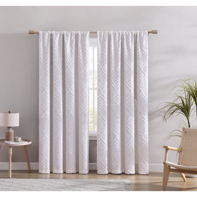 Jacquard Clip Blackout Rod Pocket Single Window Panel