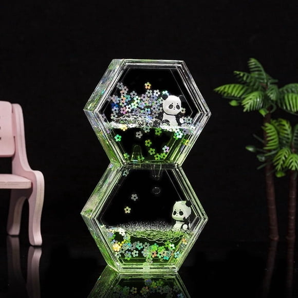Chmadoxn Home Decor, Room Decor, Wall Decor Transparent Acrylic Oil-drip Hourglass Liquid Sand Bottle For Children's Birthday Gifts And Office Desktop Decorations 50ml panda hourglass