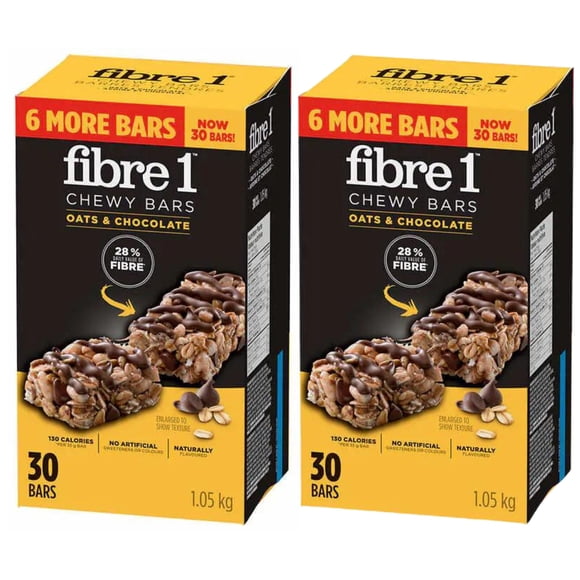 Fibre 1 Chewy Bars Oats & Chocolate, 30 × 35 g (2 PACK)