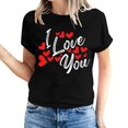 thumbnail image 2 of Pisexur T-shirt de la Saint-Valentin pour Femmes, Imprimé Amour, Manches Courtes, Col Rond, 2 of 5