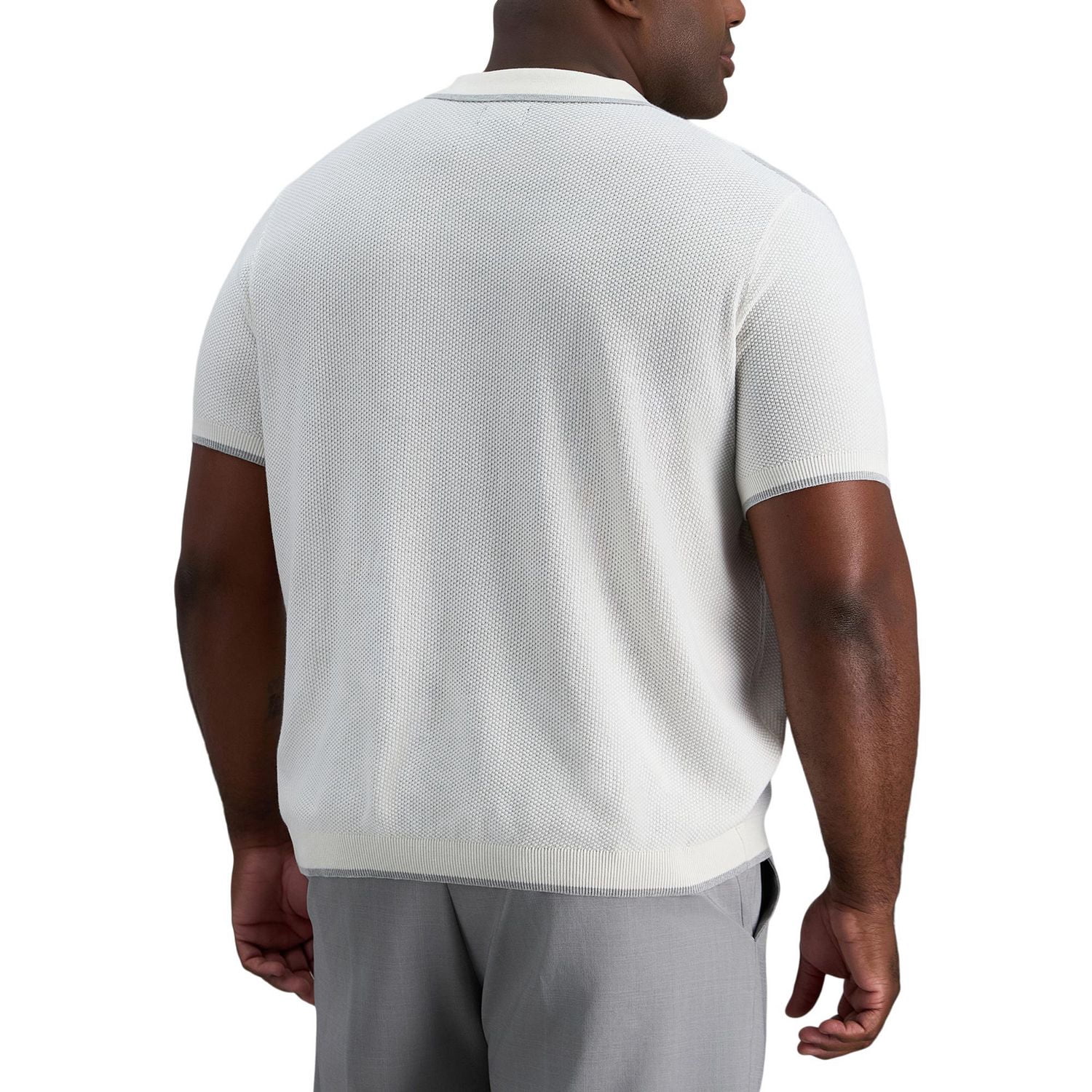 Haggar® Men's Big & Tall Short Sleeve Stripe Popcorn Knit Zip Sweater Polo