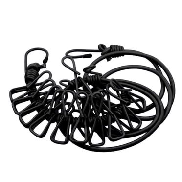 Clearance! beishanbush Fixing Clip Portable Outdoor Clothesline with 12 Clothespins Beach Windproof Clothes Rack Super Elastic Clothesline One Size Black
