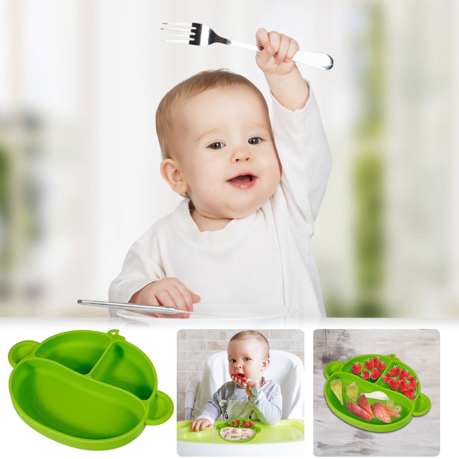 Boovnll Flatware, New Monkey Children's, Non Slip Suction Cup, Integrated Baby Separated Food Grade, Kitchen Gadgets, Silverware Set, Cutlery Set