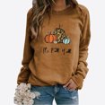 thumbnail image 1 of DPTALR Femmes Confortable Décontracté Courge à Lettres Imprimées Chandail à Col Rond Manches Longues T-Shirt Blouse Hauts, 1 of 3
