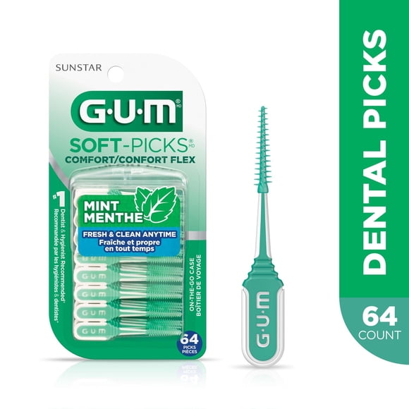 GUM® Soft-Picks® Comfort Flex, Mint Flavoured, Travel Case, 64 picks