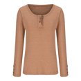 thumbnail image 4 of AherBiu Hauts à Manches Longues pour Femmes, Côtelés, Extensibles, Ajustés, Col Rond, Couche de Base, T-Shirts, Tunique, Chemisier, 4 of 5