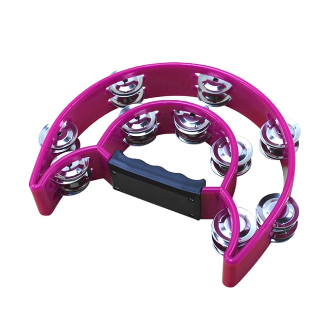 Amdohai Tambourin à Main à Double Rangée Jingles en Métal à Main en Plastique