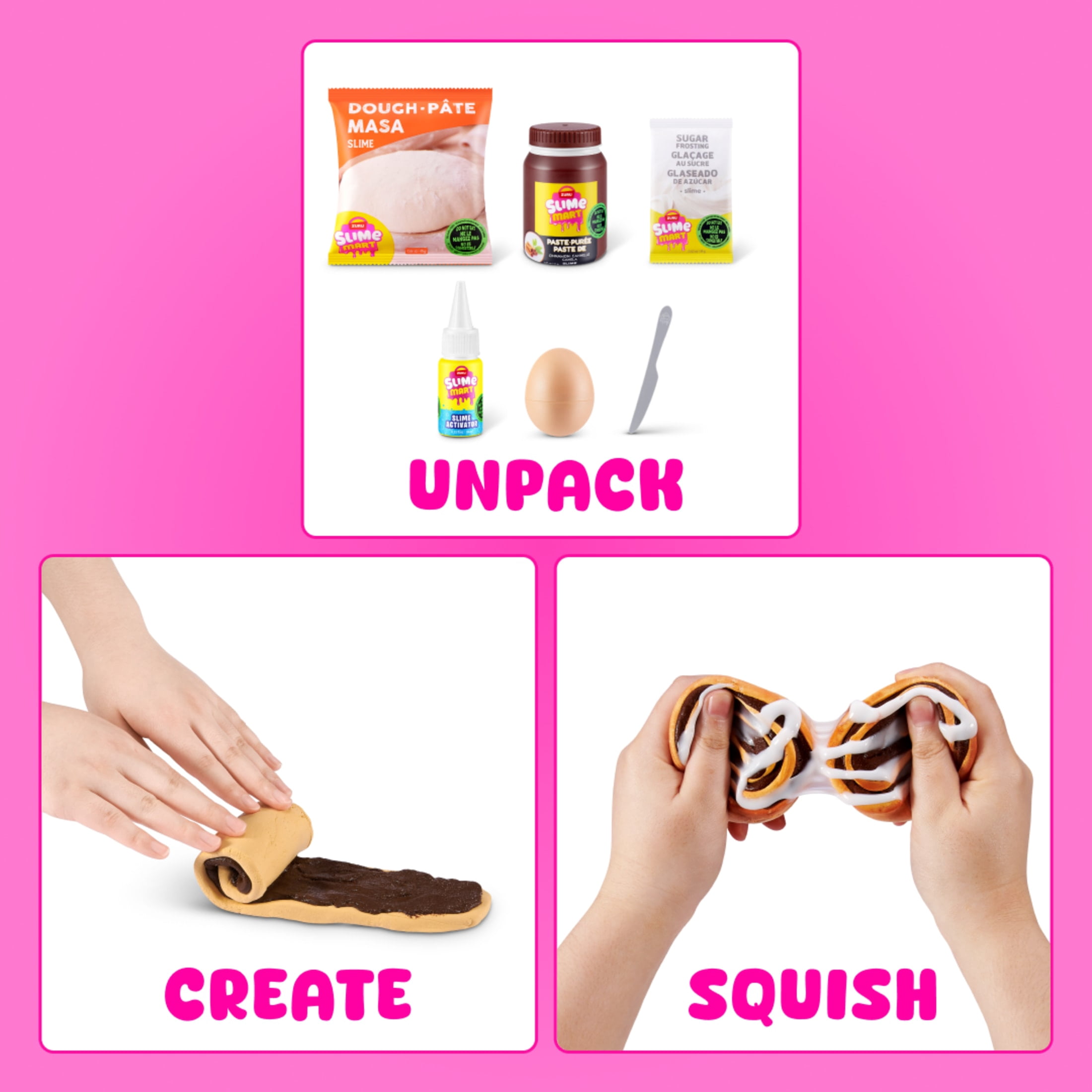Slime Mart Shopping Bag Cinnamon Rolls by ZURU - Play Food Themed DIY Slime Kit for Kids Ages 6+