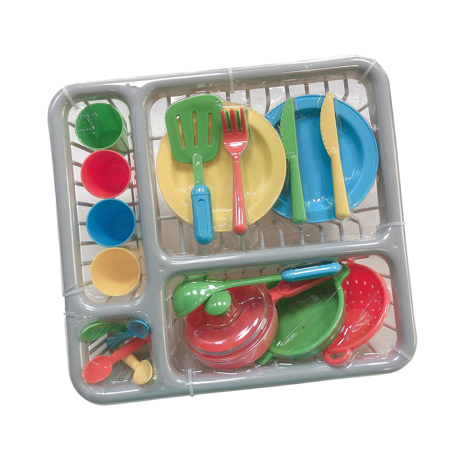 28Pcs Kids Toy Plates and Dishes for Kitchen Playset Kitchen Utensils Toy for