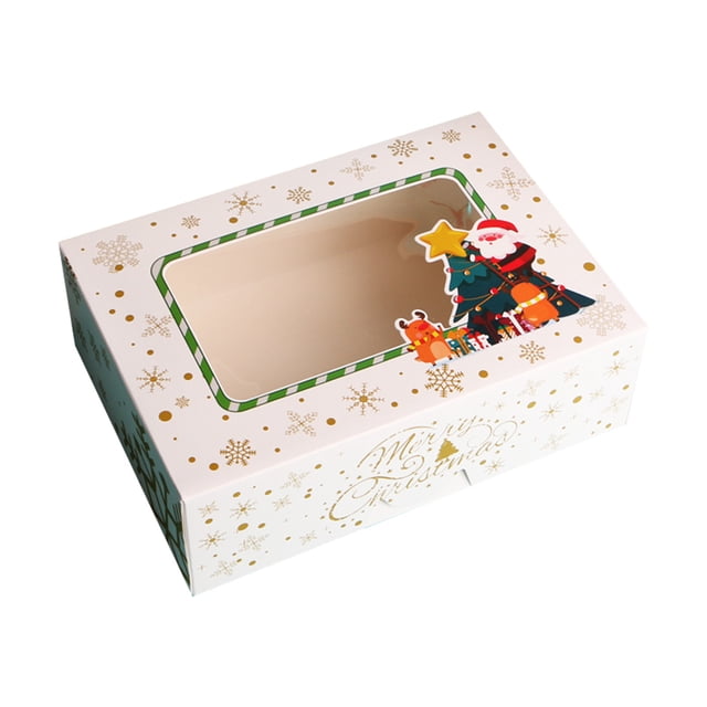 Boovnll Christmas Decorations, 1/6/12Pc Christmas Baking Snack Box Packaging Paper Box Packaging Christmas Cake Packaging Gift Box, Home Decor, Christmas Decor, Outdoor Christmas Decorations
