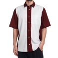 thumbnail image 2 of Homme Été Décontracté Imprimé Bouton Entrejambe Grande Taille Chemise Courte Barboteuse de Noël Homme Manche Col Rabattu Chemise, 2 of 8