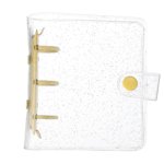Uxcell Mini Binder Cover, 4.3 Inch Clear Binder Protector 3 Ring Refillable Notebook Binder with Snap Button for Photo Scrapbook Journal Ledger, Yellow