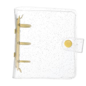 Uxcell Mini Binder Cover, 4.3 Inch Clear Binder Protector 3 Ring Refillable Notebook Binder with Snap Button for Photo Scrapbook Journal Ledger, Yellow