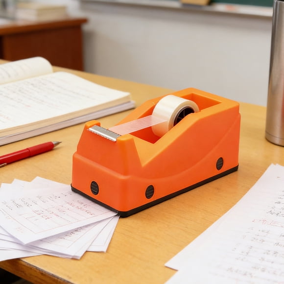 Desktop Tape Dispenser with Antiskid Base | Plastic Adhesive Tape Dispenser Cutter for 30mm/3cm Wide Tape, Smooth Rolling, Base, Easy Tape Replacement | Office Desk Tape Holder for Home