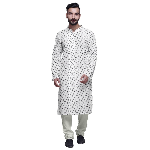 Atasi Kurta-Pyjama Long en Coton Imprimé pour Hommes, Kurta-Pyjama Décontracté de Designer, Vêtements