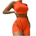 thumbnail image 1 of Workout Outfits for Women 2 Piece Ribbed High Waist Biker Shorts with Tank Crop Tops Exercise Set Yoga Outfit Tracksuits, 1 of 5