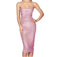 thumbnail image 1 of Pisexur Robes pour Femmes Col Rond Dos Nu Robe de Cocktail Mode Paillettes Scintillantes Robe de Soirée Boîte de Nuit Fête Robe Ajustée Robes de Retour à la Maison Élégante Robe d'Invitée de Mariage Tunique Robe Midi, 1 of 3