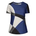 thumbnail image 4 of Diufon Hauts pour Femmes Grande Taille Printemps Été Manches Courtes Col Rond Chandails à Enfiler Chemises Décontractées Imprimées Blouses Amples, 4 of 6