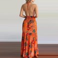 thumbnail image 4 of bbymog Robes Femmes Mode Plage Imprimé Tropical Été Col en V Sans Manches Robe Décontractée Coupe Ample Longues Robes pour Femmes Orange m, 4 of 4
