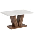 thumbnail image 4 of Fnova 47.24" Rectangular Farmhouse Dining Table, Wood Coffee Table for 4 People, Modern Kitchen Table for Dining Room, White Brown (Chairs Not Included), 4 of 11