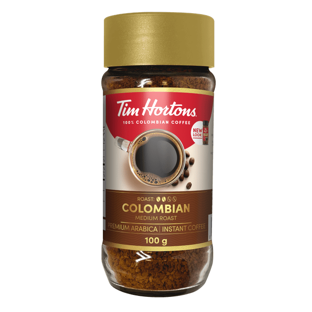 Tim Hortons Instant Coffee, Medium Roast, Made with 100% Colombian Arabica Beans, 100g Jar