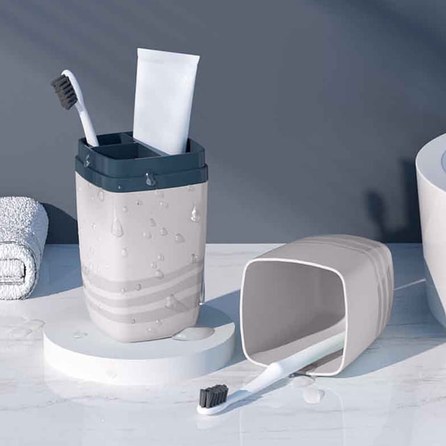 Birdeem Battery Storage Box, Travel Toothbrush Cup Portable Wash Cup Toothbrush Home Storage Box Tooth Cylinder Mouthwash Cup Travel Toothbrush Box Set