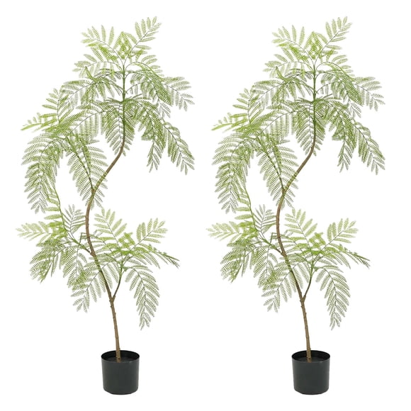 2Pcs Artificial Jacaranda Tree, Tall Faux Plants Indoor Lifelike Artificial Tree with Realistic Leaves for Office Home Living