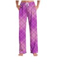 thumbnail image 2 of RKSTN Mens Pajama Pants Plaid Print Color Block Elastic Drawstring Waist Pocketed Comfort Wide Leg Casual Pants Unisex, 2 of 6