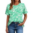 thumbnail image 5 of Hauts d'Été pour Femmes DYTTDG T-shirt à Fleurs Mode pour Femmes Grande Taille Col Rond Manches Courtes Décontracté Ample Tee Haut Hauts pour Femmes Liquidation Moins de 10 Multicolore,m, 5 of 5