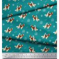 thumbnail image 3 of Soimoi Green Poly Georgette Fabric Bird,Paw & Cocker Spaniel Dog Decor Fabric Printed Yard 42 Inch Wide, 3 of 3