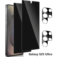 thumbnail image 1 of Compatible for Samsung Galaxy S25 Ultra Privacy Screen Protector and Camera Lens Protector Support Fingerprint Unlock 9H Tempered Glass Black Anti-spy Screen Protector Film 2+2 Pack, 1 of 5