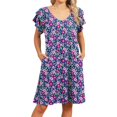 thumbnail image 2 of Ovzne Robes pour Femmes 2025 Robe Femme Décontractée Mode Grande Taille Imprimée Manches Courtes Col Rond Robe de Vacances Manches Courtes Imprimée Liquidation, 2 of 6