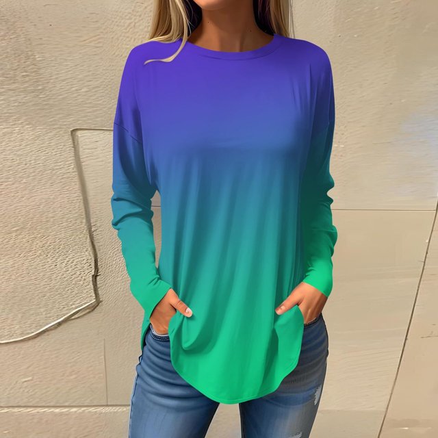 Birdeem Blouses d'Automne à Col Rond pour Femmes, Mode Smockée, Manches Longues
