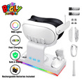 thumbnail image 1 of The Bigly Brothers Charging Dock compatible with Oculus Meta Quest 3 Fast Charging Stand for VR Headset & Controllers with RGB LED Light, Includes 2 Rechargeable Batteries, Essential VR Accessory, 1 of 10