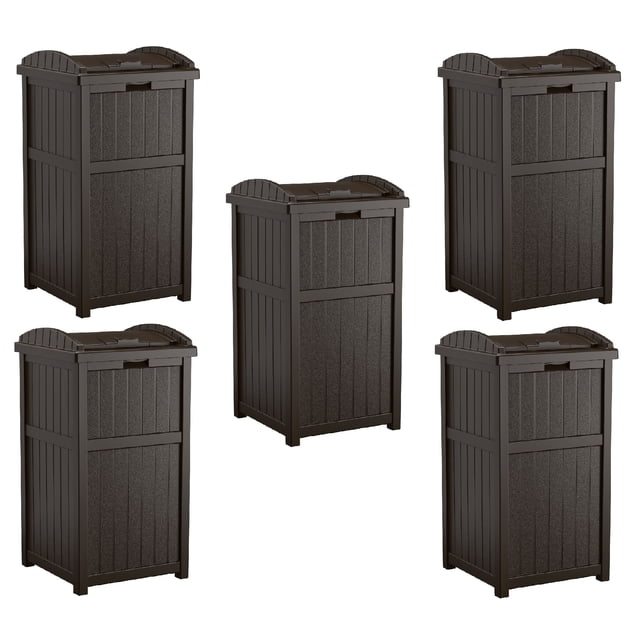 Suncast Cache-Poubelle Extérieur pour Patio 33 Gal Poubelle Déchets Bac à Ordures, (Lot de 5)