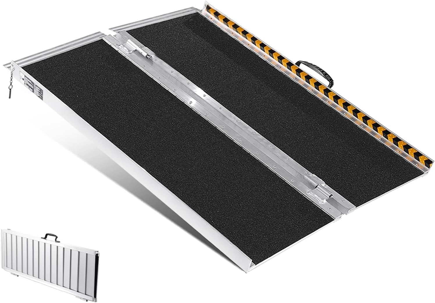 Yiwa Black Aluminum Folding Wheelchair Ramp, Anti-Slip Threshold Ramp for Doors, Stairs & Entryways, 600 lbs Weight Capacity