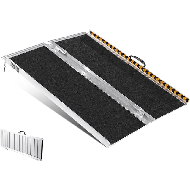 EDTara Aluminum Folding Wheelchair Ramp, Non-Skid Black Threshold Ramp for Doorways, Steps & Stairs, 600 lbs Capacity