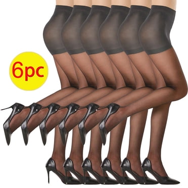 Bas pour Femmes de Couleur Unie à Haute Élasticité avec Bas Antidérapants en Soie et Bas - 6 Paires de Collants Transparents pour Femmes