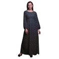 thumbnail image 1 of Bimba Robe Maxi à Manches Longues pour Femmes en Georgette Mousse Imprimée de Plumes d'Aigle, Taille Élastique - Xxx-Grand, 1 of 5